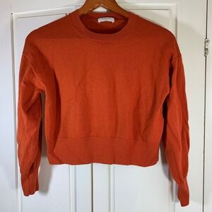 Babaton Merino‎ Wool Crew Neck Sweater Burnt Orange Knit Top Women's Size S
